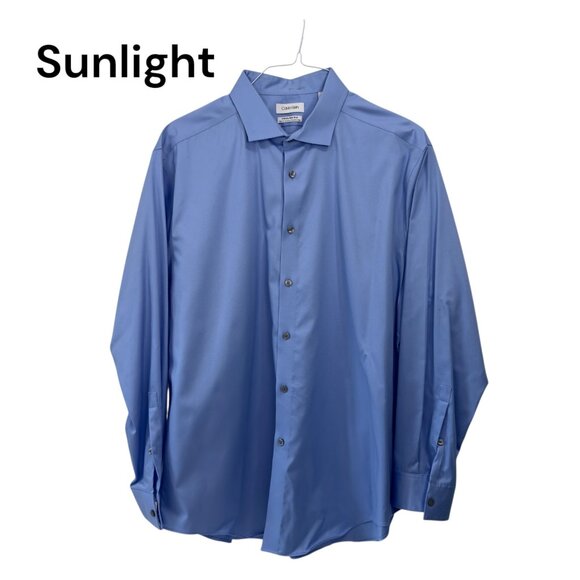 Calvin Klein Mens Infinite Non Iron Slim Fit Stretch Dress Shirt Size 2XL Blue - Picture 1 of 11